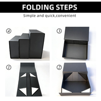 Boîte cadeau rigide pliable écologique et recyclable avec fermeture magnétique, boîte d'emballage en papier rigide noir de luxe pliable pour cosmétiques