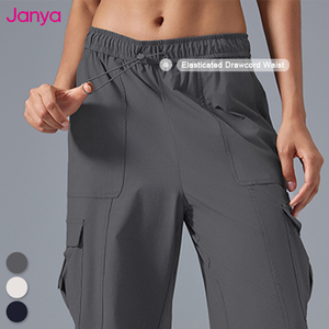 Janya Pantalon <span class=keywords><strong>de</strong></span> jogging cargo pour <span class=keywords><strong>femme</strong></span> avec cordon <span class=keywords><strong>de</strong></span> serrage taille élastique poches multiples Gym Workout Running Hiking Lounge Pantalon décontracté - Product Image 4