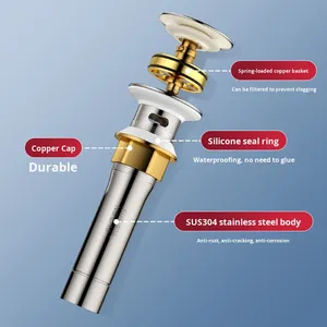 Tappo di <span class=keywords><strong>Scarico</strong></span> a Scatto per Lavabo con Filtro, Sistema di Drenaggio per <span class=keywords><strong>Lavandino</strong></span> - Product Image 3