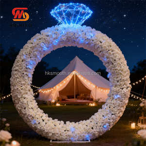 Arco de Flores Redondo Artificial para Bodas, Arco Metálico Decorativo con Flores, Arco Circular Blanco - Product Image 5