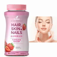 Bonbons gélifiés au collagène Solilan pour les cheveux, la peau et les ongles, complément beauté végétalien, flacon de 60 unités pour adultes