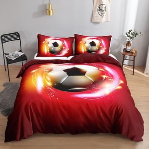 New 3pcs Bedding Set Machine Washable Soft Pillowcase Digital Printing Cartoon <strong>Football</strong> Pattern Polyester <strong>Duvet</strong> <strong>Cover</strong> - Product Image 2