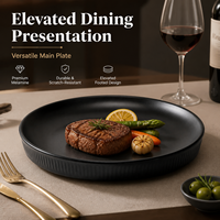Assiette Ronde en Mélamine Noire Écologique de 25 cm, Incassable, Qualité Alimentaire, Sans BPA, Vente en Gros pour Restaurants, Hôtels, Cafétérias