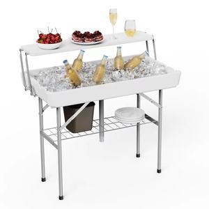 Pieghevole all'aperto <span class=keywords><strong>tavolo</strong></span> di raffreddamento del ghiaccio con scarico per la festa estiva picnic birra fredda bevanda e cibo - Product Image 2