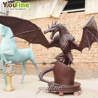 Statue de Gargoyle ailé en bronze coulé grandeur nature, grande sculpture de monstre pour la décoration de parcs, de cours et de jardins