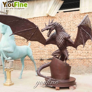 Statue de Gargoyle ailé en bronze coulé grandeur nature, grande sculpture de monstre pour la décoration de parcs, de cours et de jardins - Product Image 6