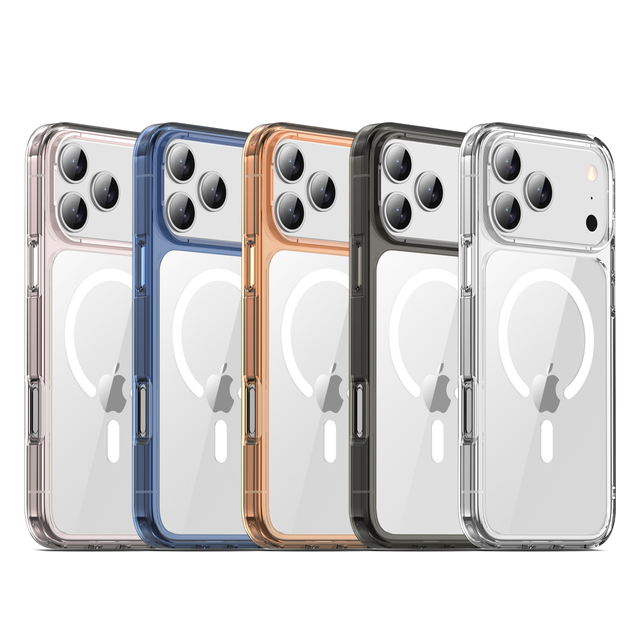 Magnetic Charging Non-Yellowing Phone Bumper Cover Anti-Scratch Clear TPU PC Phone Case for iPhone 17 17 Pro Max 17 Pro 17 Air