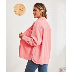 Custom Womens Corduroy Shirt Long Sleeve Button <b>Down</b> Boyfriend Style Everyday Wear - Product Image 2