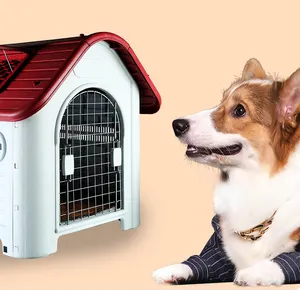 مخصص في الهواء الطلق كبيرة قفص بيت الكلب منزل معزول في الهواء الطلق البلاستيك مربع سقف بيوت للكلاب