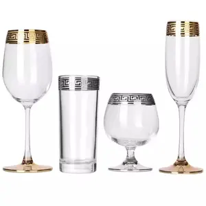 Wholesale Clear Elegant Gold Rim Goblets cup Gift Unique Creative Large Glasses Tritan Wine Glass