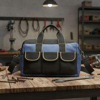 Sac fourre-tout à outils à large bouche avec kit d'outils de base résistant à l'usure pour organisateur et stockage d'outils avec sacs à outils à bandoulière réglable