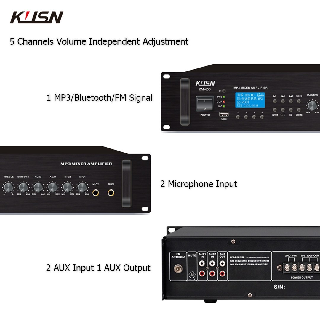 6 PCS 6 Inch 6W Ceiling Speaker 80W Mixing Amplifier with Bluetooth USB Powered PA Sound System for Church Public Address · image 4