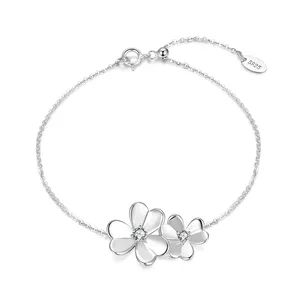 RINNTIN EQB11 New Arrival 2020 Accessories for Women 925 Silver Flower Bracelet