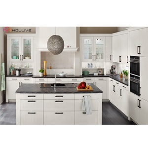 Modern <strong>White</strong> MDF PVC <strong>Kitchen</strong> Cabinets with Faucet Sink <strong>Accessories</strong> Durable Quality Customized Design and Produce From Factory - Product Image 1