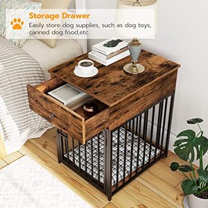 Caseta de madera decorativa <span class=keywords><strong>para</strong></span> perros con cajón, jaula <span class=keywords><strong>para</strong></span> mascotas de interior, mesa auxiliar <span class=keywords><strong>para</strong></span> perros pequeños, tubo de acero <span class=keywords><strong>para</strong></span> cachorros - Product Image 2