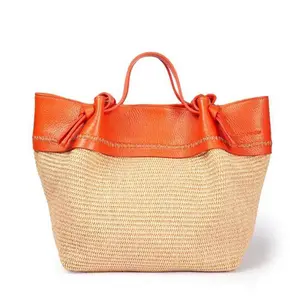 2023 designer personnalisé sacs à main de luxe PU couleur correspondant paille dames sac plage décoration sacs tissés à la main