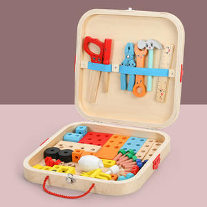 Cassetta degli attrezzi in legno per bambini giocattolo finta <span class=keywords><strong>gioco</strong></span> di ruolo per bambini cassetta degli attrezzi viti dadi <span class=keywords><strong>gioco</strong></span> di assemblaggio giocattoli educativi per bambini Montessori - Product Image 6