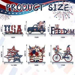 Prix d'usine en gros, ornements en <span class=keywords><strong>bois</strong></span> patriotiques américains pour le Jour de l'Indépendance, sculpture de base de camion étoile Pixie gravée - Product Image 5