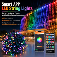 Guirlande lumineuse LED RGB intelligente IP65, contrôle par application, synchronisation musicale, 100m, intensité variable, pour extérieur, façade de bâtiment, événementiel