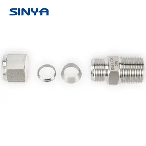 Compression Tube Male Adapters Union Fitting 316L Stainless Steel 3/8" NPT Swagelok Type Double Ferrule Fittings Male Connector