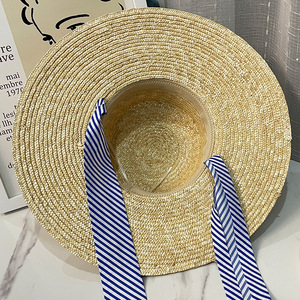 Thời trang Chic phụ nữ bãi biển hat lúa mì rơm Fedora Mũ UPF50 + UV bảo vệ rộng Vành Panama Sun Bikini hat với sọc Ribbon - Product Image 6