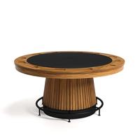 Table de poker Hold'em ronde en bois de luxe italienne 2-en-1, transformable en table à manger pour la maison, la villa et le club de divertissement, également utilisable comme table d'échecs