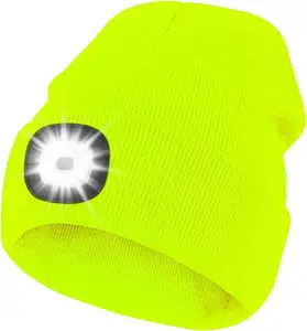 Bonnet unisexe personnalisé avec la lumière Cadeaux pour les gars Bonnet LED avec la lumière rechargeable Lampe de poche Chapeau Beanie lampe frontale