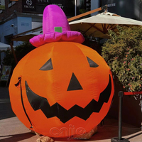 Calabaza Inflable Gigante con Sombrero, Decoración Luminosa LED para Jardín, Patio, Fiesta de Halloween