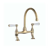 Robinet de cuisine moderne français en laiton chromé, double poignée, eau chaude/froide, douchette latérale, 3 trous, valve en céramique pour évier