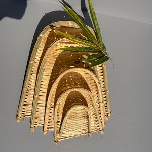 Bamboo Woven Dustpan <b>Mini</b> Sieve Natural Plant Material Small <b>Hand</b> Woven For Cleaning And Decoration - Product Image 4