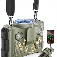 Ventilateur portable de ceinture 5 vitesses USB-C, batterie Li-Polymère, autonomie 40H, flux d'air puissant 16000 tr/min, pour extérieur, haut-parleur, lampe torche 12W