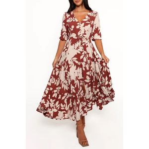 Vestido largo con bordado moderno para mujer, vestido con estampado de flores, diseño personalizado, disponible para compradores mayoristas - Product Image 5