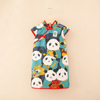 Été nouveau bébé Ethnique cheongsam petite fille robes Tang robe Enfants Hanfu Amélioration Princesse Jupe panda patter