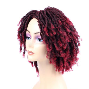 Offre Spéciale <span class=keywords><strong>Court</strong></span> Brun Doux Perruques Synthétiques Pour Les Femmes Noires Haute Température Dreadlock Cheveux Tressage Crochet Torsion Fiber Perruque de Cheveux - Product Image 2