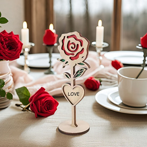 Laser Cut Mother's Day Valentine's Day Table Decoration Wooden Roses Can Be Customized LOGO Wedding <b>Memorial</b> <b>Gift</b> for Mother - Product Image 2