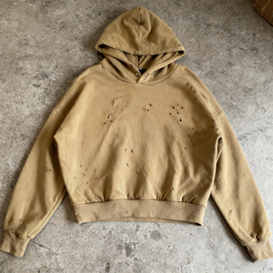 XINSHENG Streetwear Individuell Bedruckte Herren Vintage Acid Washed Distressed Ripped <span class=keywords><strong>Cropped</strong></span> <span class=keywords><strong>Hoodies</strong></span> Sweatshirt - Product Image 2