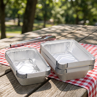 Barquette rectangulaire jetable en aluminium inoxydable épais, résistante au four, pour grillades et cuisson, conteneur de stockage alimentaire