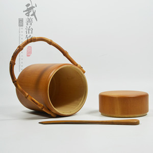 Viv Glass Skimmer Bamboo Tea Caddy With Wooden Lid And Handle For Tea Storage China Made - Product Image 2