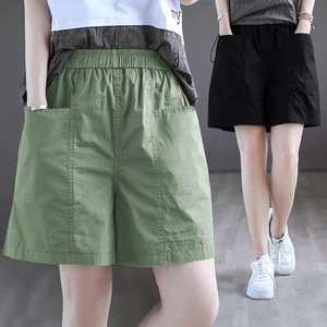 Women's Casual Cargo Shorts Plus Size Loose Fit High Waist Wide Leg Pocket Style Breathable Cotton Canvas - Product Image 1