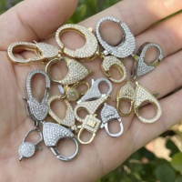Fermoir mousqueton pavé de zircons micro-incrustés en or véritable 18 carats plaqué cuivre de haute qualité pour bijoux DIY pour collier