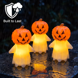 Lámpara de Calabaza Fantasma de Plástico Luminosa con Luz Cálida Amarilla Brillante para Halloween, Linda Luz Nocturna Decorativa para el Festival de los Fantasmas, Regalo - Product Image 5