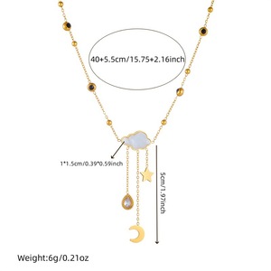 Collier en acier inoxydable doré avec pendentifs nuage, étoile et lune, bijoux féminins élégants et luxueux, parfait pour les cadeaux de vacances - Product Image 5