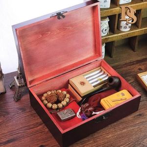 Zakka rustique en bois coffre au trésor coffre boîte Rectangle bureau bijoux et jouet affichage multifonctionnel verrouillé collier boîte - Product Image 5