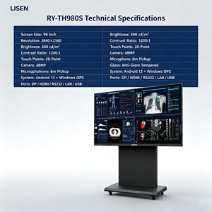 Écran de diagnostic professionnel Lisen de 98 pouces, écran tactile, liaison optique, rétroéclairage LED, haut-parleur intégré, interface DP, moniteur - Product Image 4