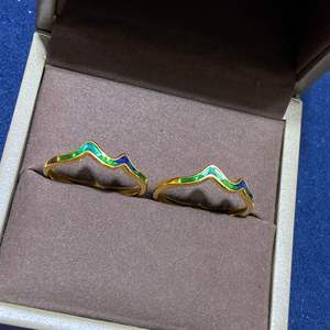 18k स्वर्ण हजार मील जिआंगशान रिंग ऑ750 चीनी शैली हरे पहाड़ की नई जोड़ी - Product Image 4