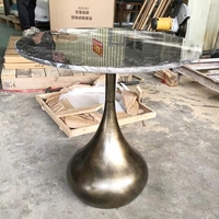 Meubles de style arabe de luxe, petite table basse en laiton antique, table d'appoint en marbre, ronde, à prix avantageux