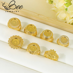 <b>Arabic</b> Muslim Gold Coins <b>Rings</b> 21k Gold Plated Dubai Fashion Zirconia Couples <b>Ring</b> Turkish Women Bridal Wedding Vintage Jewelry - Product Image 4