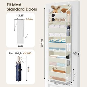 Over The Door Organizer 15 Pocket Beige Hanging <b>Storage</b> With Clear Window For <b>Shoes</b> And Clothes - Product Image 2