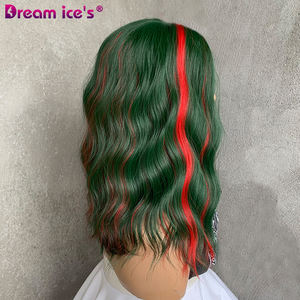 วิกผมสังเคราะห์ทรงเฟรนช์เคิร์ลสั้นคุณภาพสูง ทนความร้อน ยี่ห้อ DREAM ICE สีแดงผสม<span class=keywords><strong>เขียว</strong></span> ความหนาแน่น 150% สำหรับผู้หญิง เหมาะสำหรั<span class=keywords><strong>บ</strong></span>ฮาโลวีน - Product Image 4