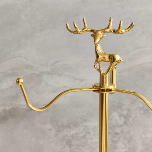 Koffiekophouder met houten basis en metalen haken voor thuis, keuken, bar, opbergruimte en presentatie, capaciteit voor 4 kopjes, modern design - Product Image 5